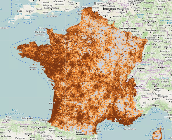 Carte de l'artificialisation des sols en France